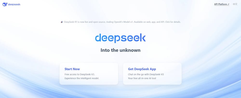 Gambar tampilan halaman utama deepseek
